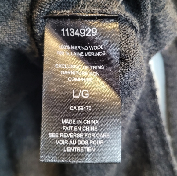 Badgley Mischka Merino 100% Wool Sweater Mock Neck Tunic Charcoal Grey Women's L - Picture 8 of 8